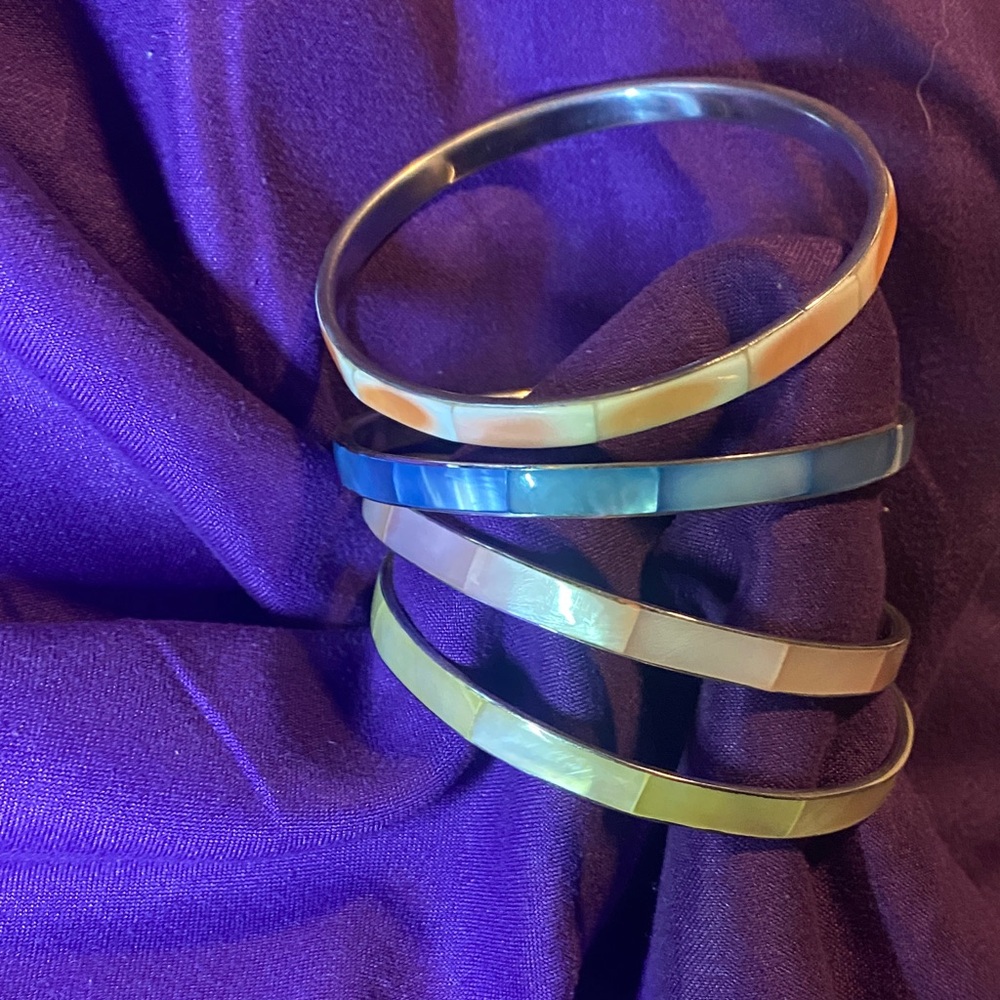 Colorful Mosaic Bangle Set - Picture 6 of 7
